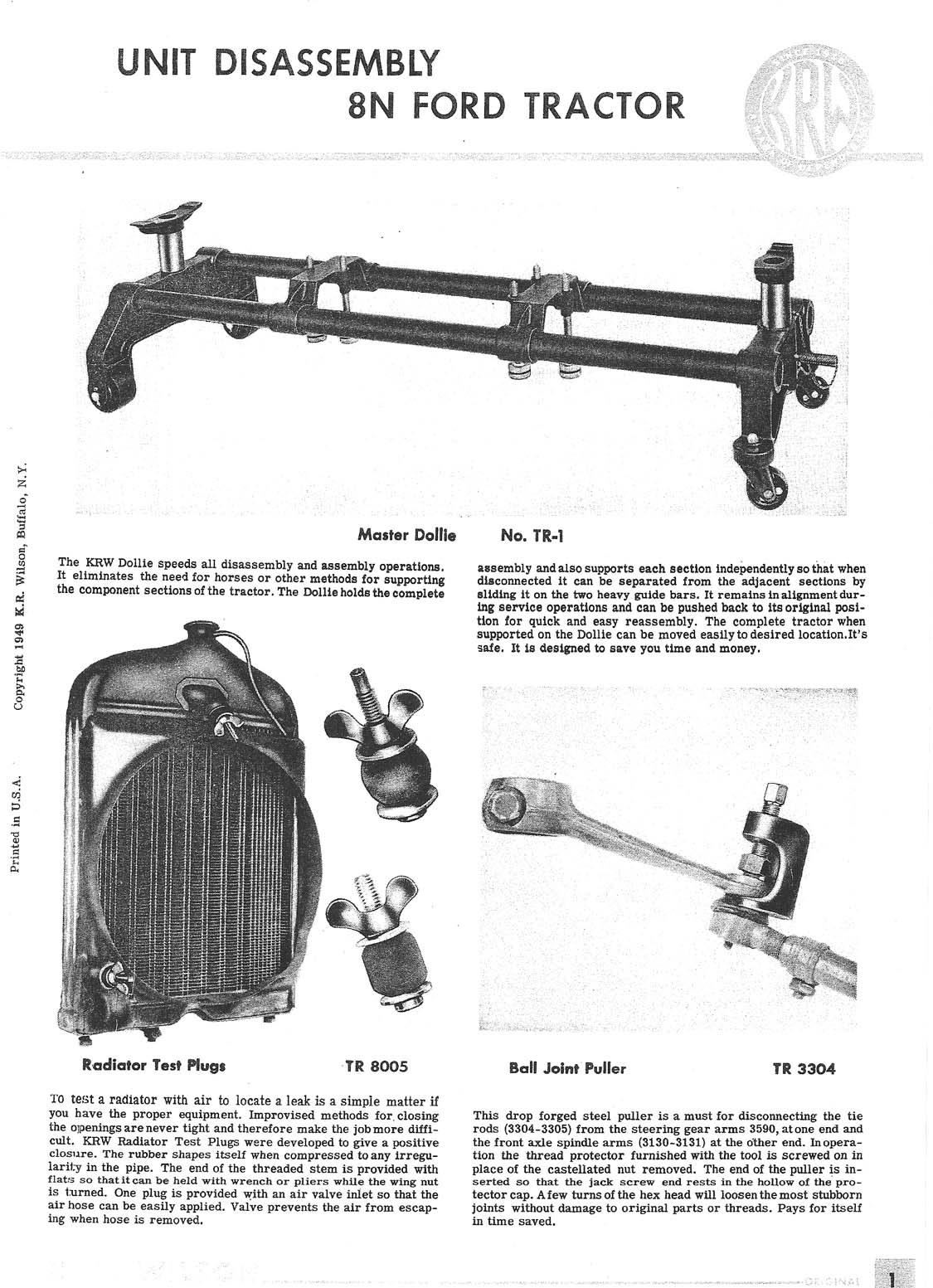 KR Wilson 6916 N Vintage Ford Transmission Pawl Tool 
